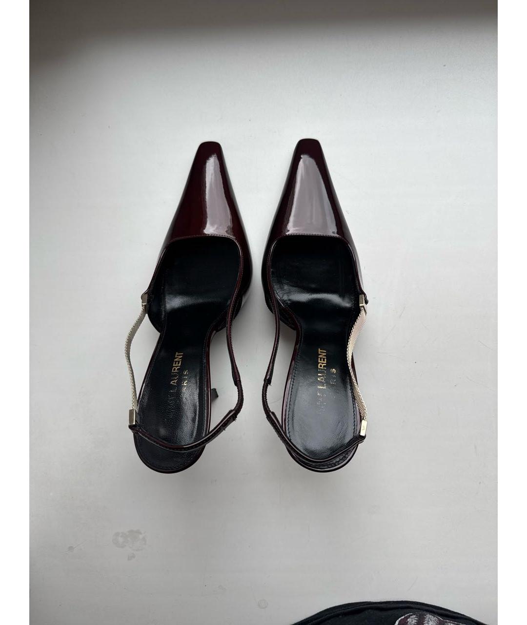 SAINT LAURENT Бордовые туфли из лакированной кожи, фото 3