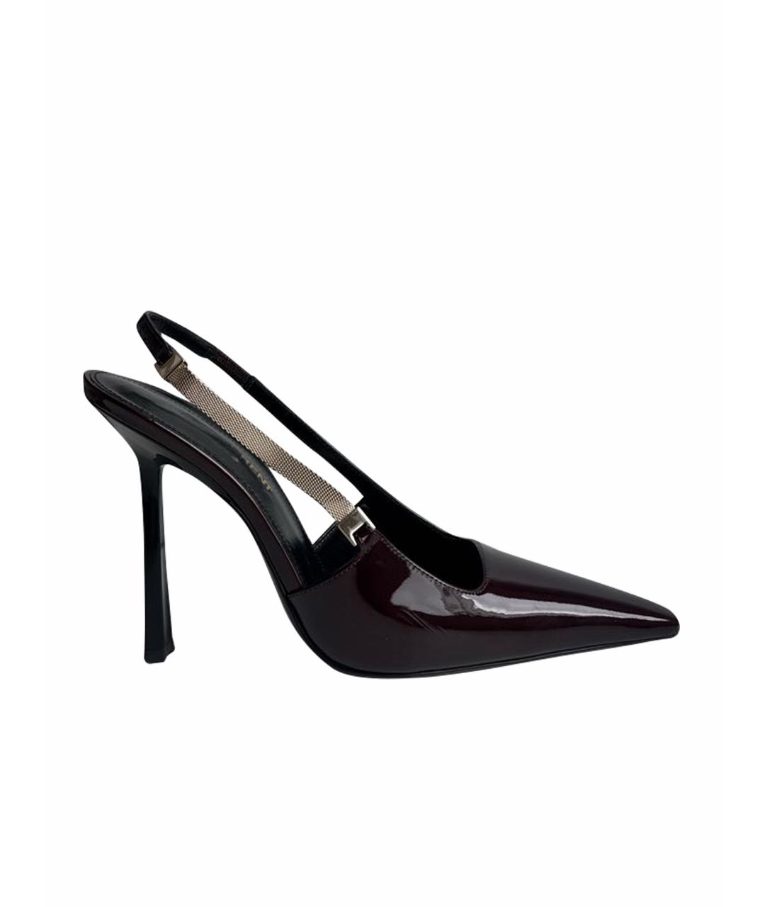 SAINT LAURENT Бордовые туфли из лакированной кожи, фото 1