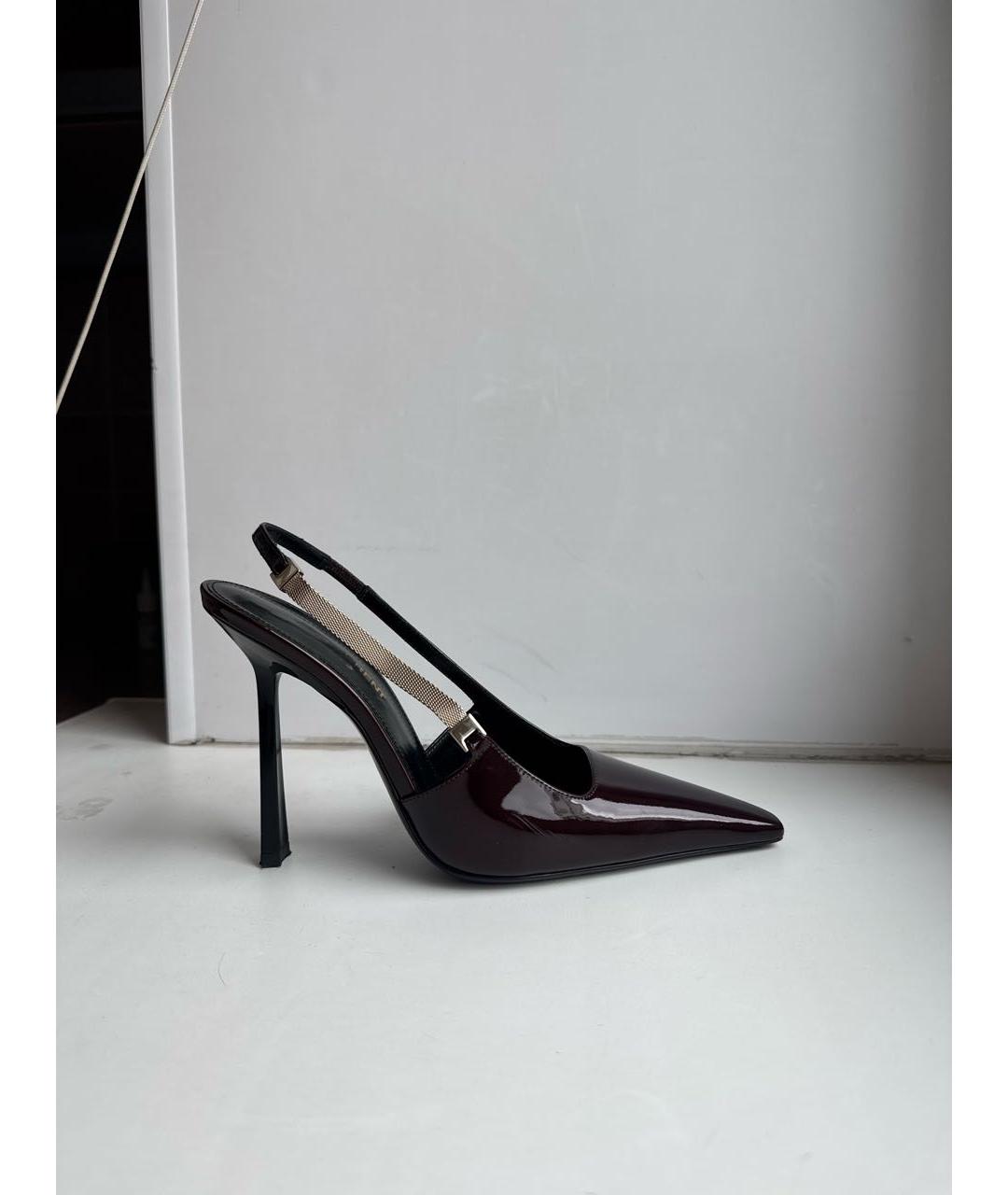SAINT LAURENT Бордовые туфли из лакированной кожи, фото 5