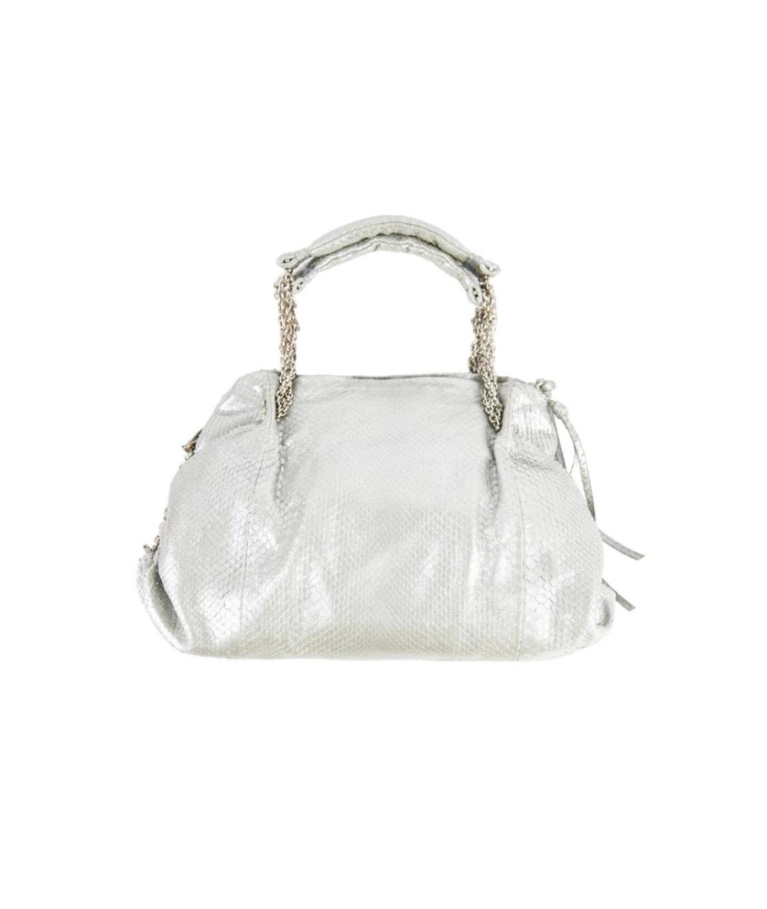 BOTTEGA VENETA Серебряная кожаная сумка с короткими ручками, фото 8