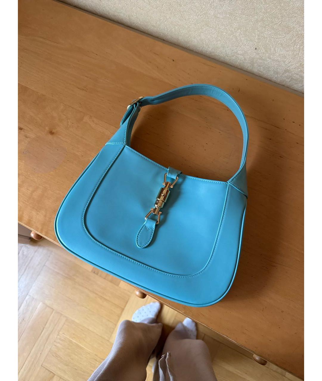 GUCCI Бирюзовая кожаная сумка с короткими ручками, фото 6