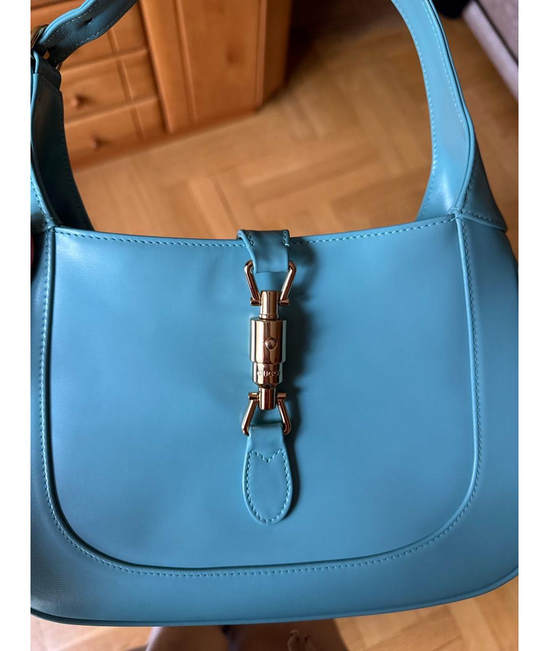 GUCCI Бирюзовая кожаная сумка с короткими ручками, фото 5
