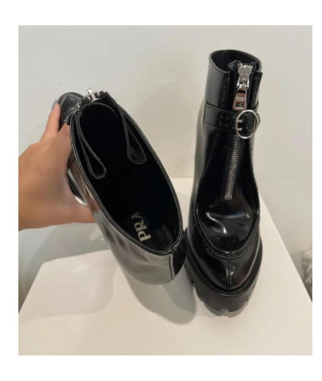 PRADA Черные кожаные ботинки, фото 2
