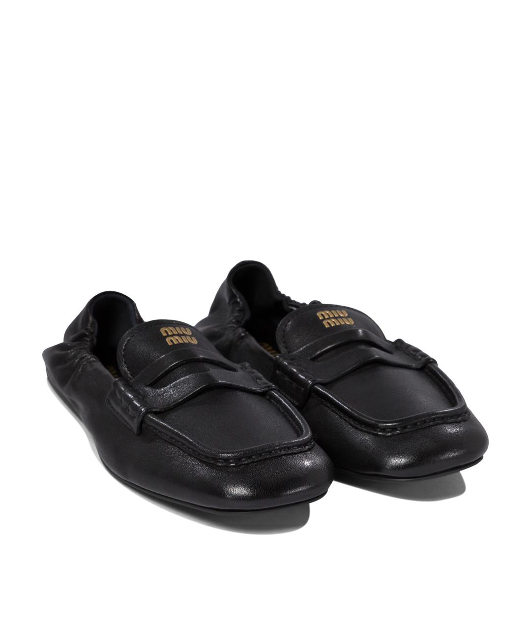 MIU MIU Черные кожаные лоферы, фото 2