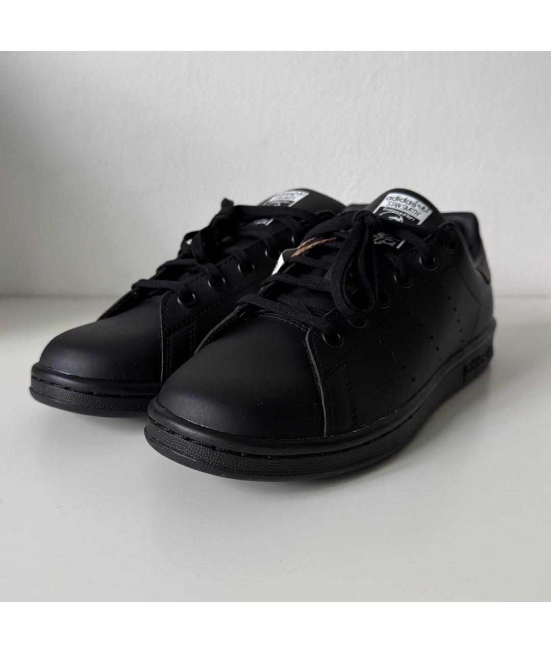 ADIDAS Черные кожаные кеды, фото 2
