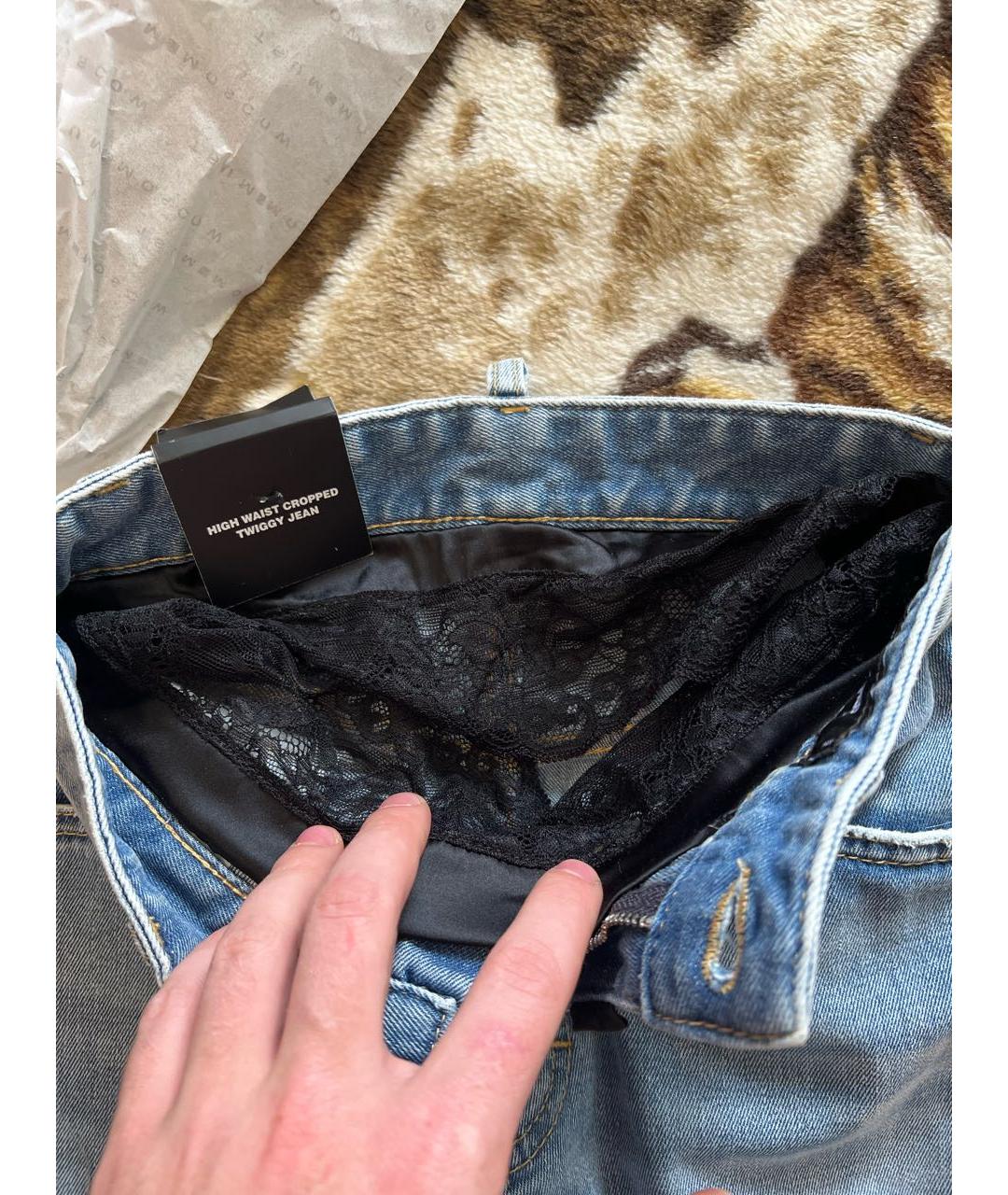 DSQUARED2 Голубые хлопко-полиэстеровые джинсы слим, фото 3