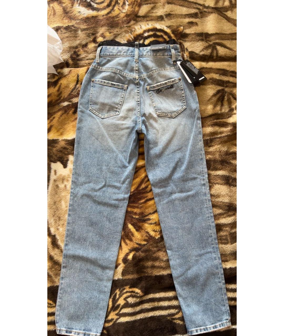 DSQUARED2 Голубые хлопко-полиэстеровые джинсы слим, фото 2