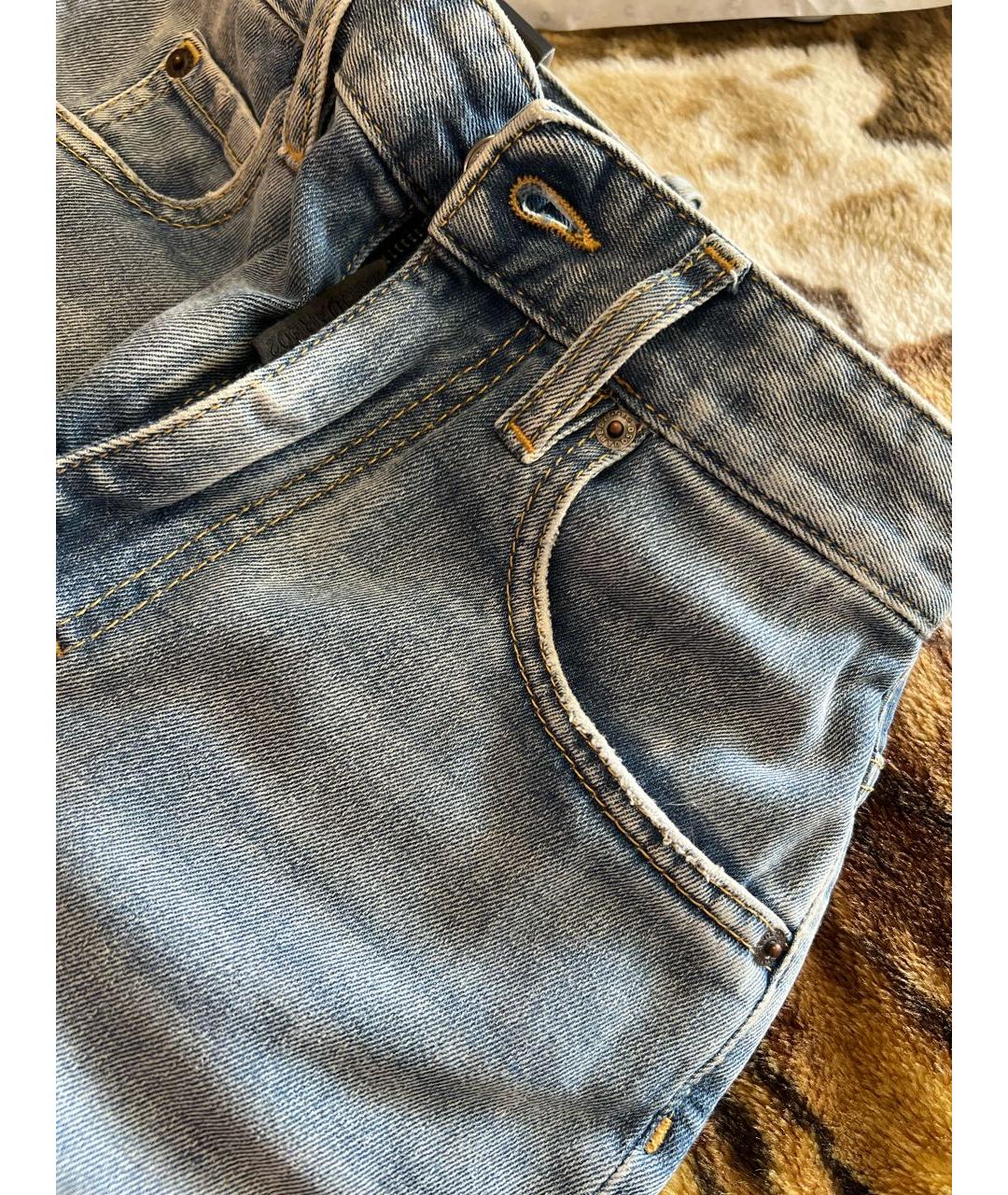 DSQUARED2 Голубые хлопко-полиэстеровые джинсы слим, фото 4