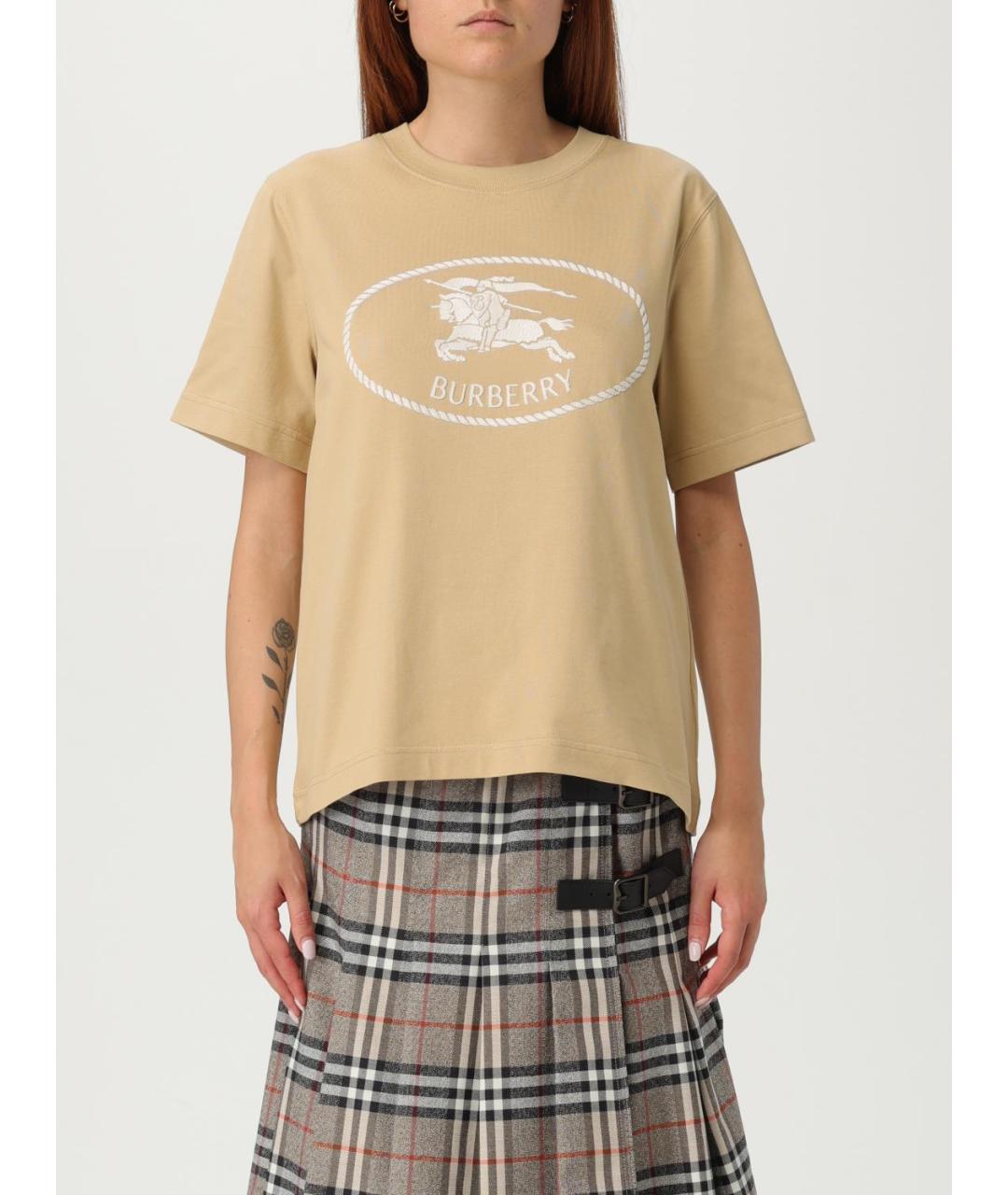 BURBERRY Бежевая футболка, фото 2