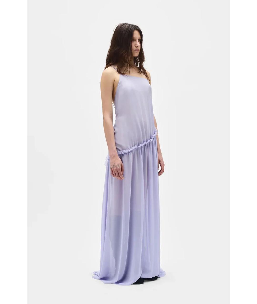 ANN DEMEULEMEESTER Фиолетовое шелковое повседневное платье, фото 2