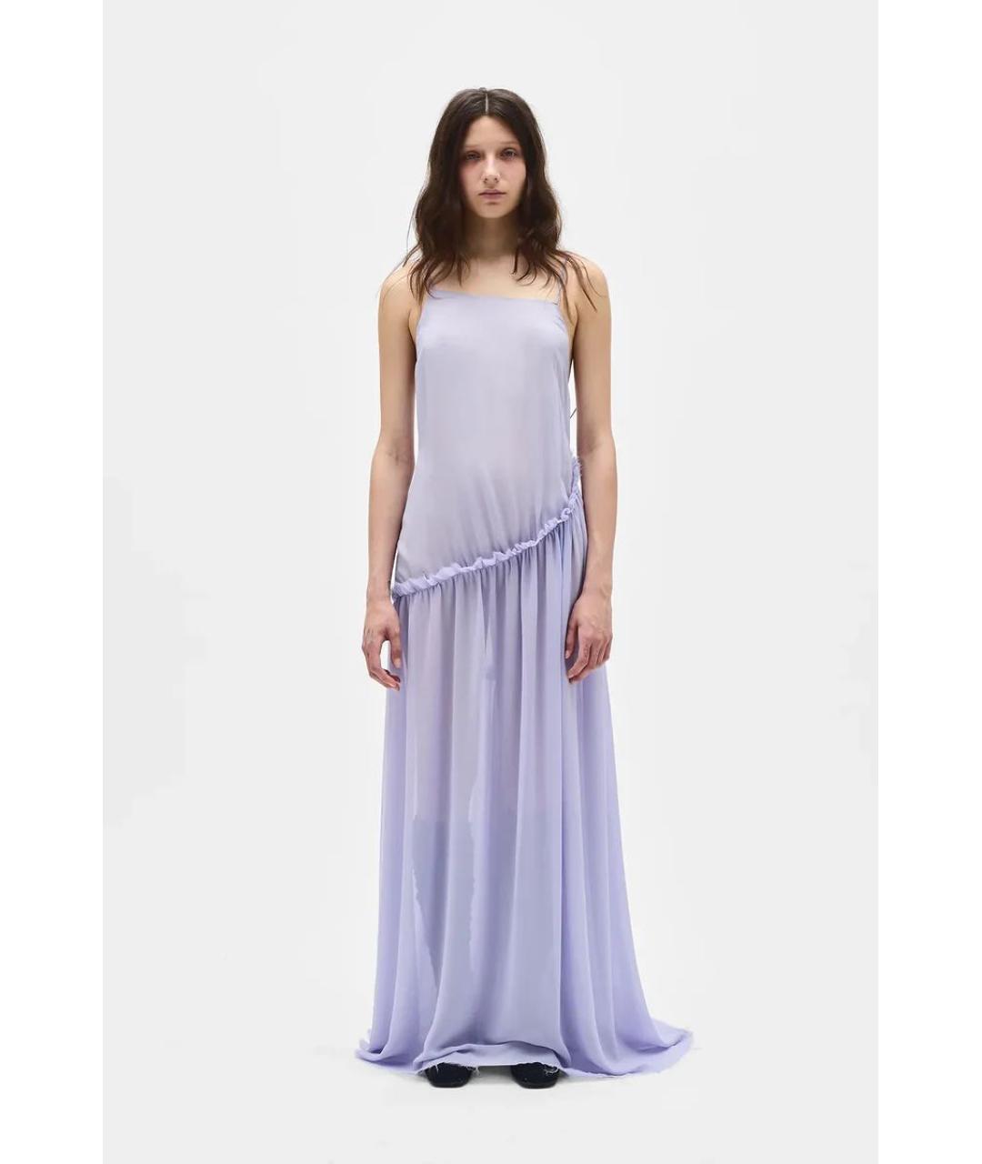 ANN DEMEULEMEESTER Фиолетовое шелковое повседневное платье, фото 5