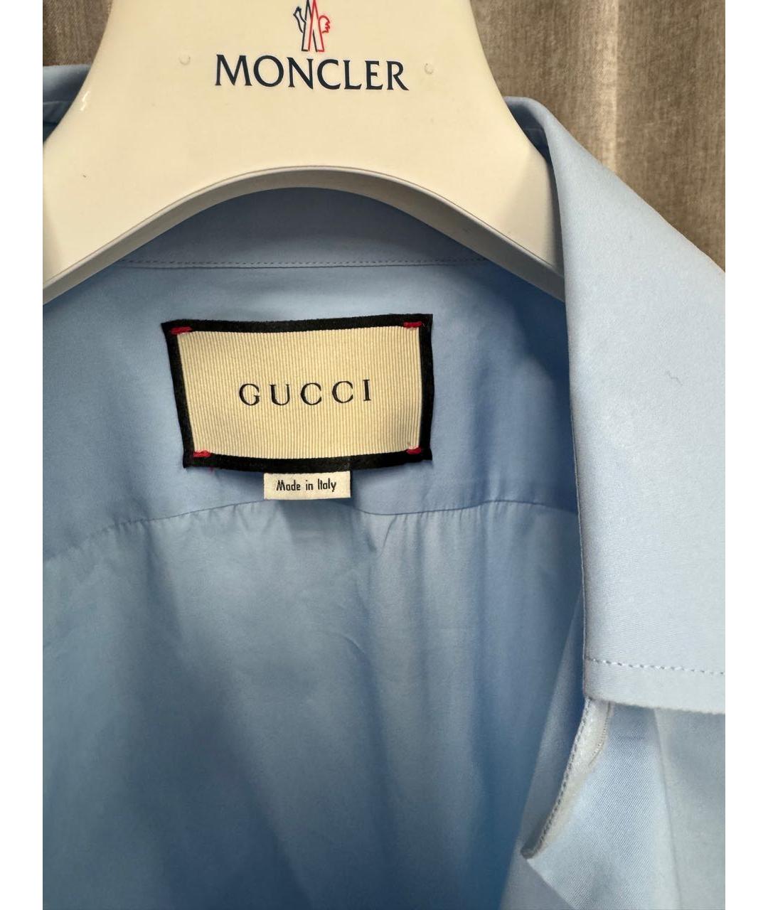 GUCCI Голубая хлопковая классическая рубашка, фото 3