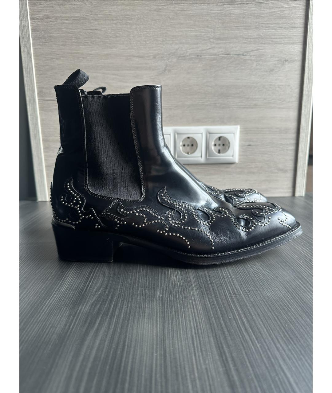 ALEXANDER MCQUEEN Черные кожаные высокие ботинки, фото 7