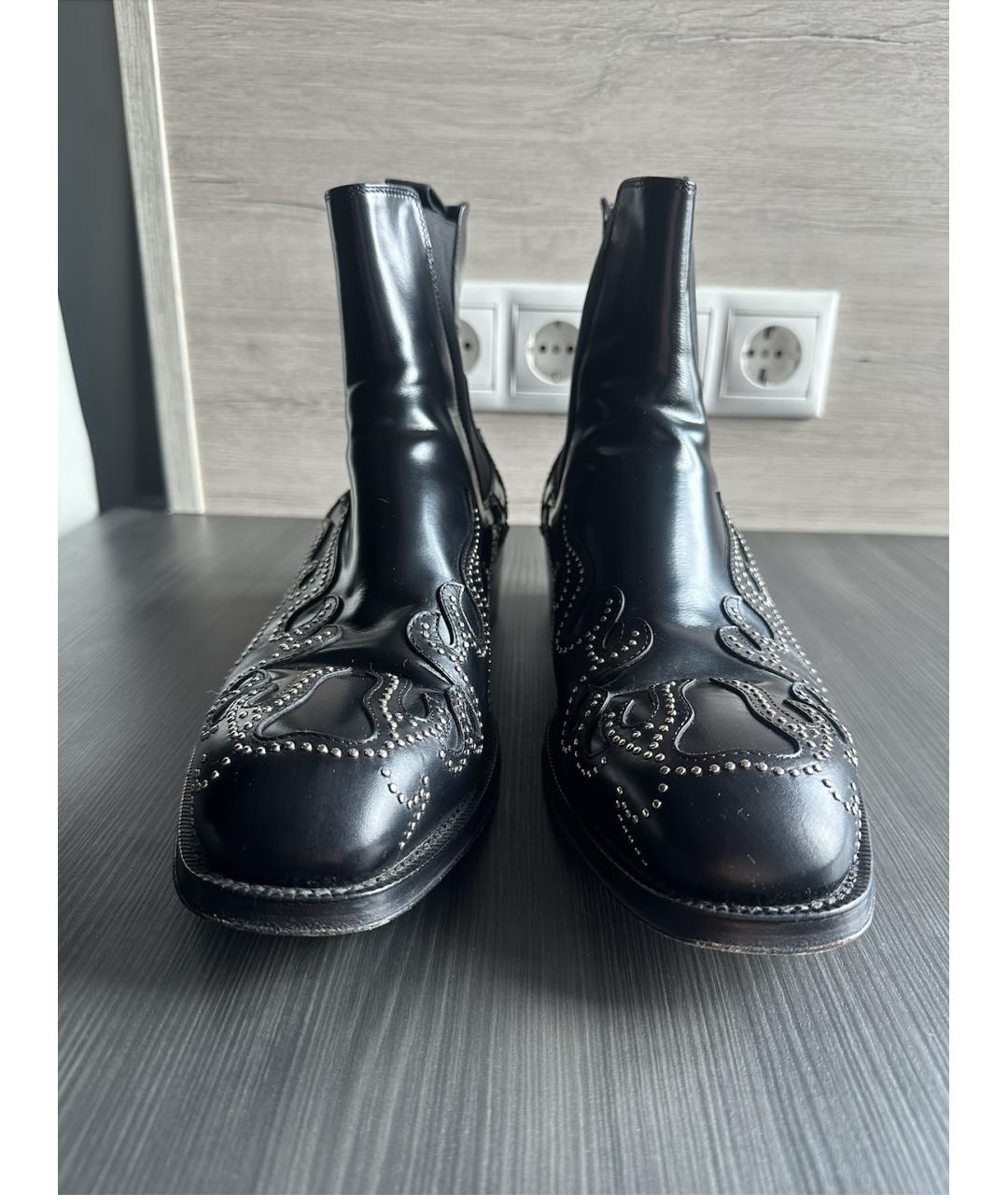 ALEXANDER MCQUEEN Черные кожаные высокие ботинки, фото 3