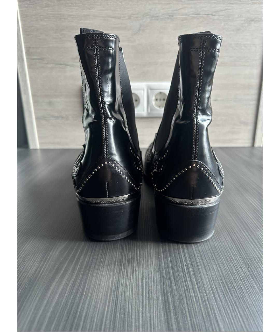 ALEXANDER MCQUEEN Черные кожаные высокие ботинки, фото 4