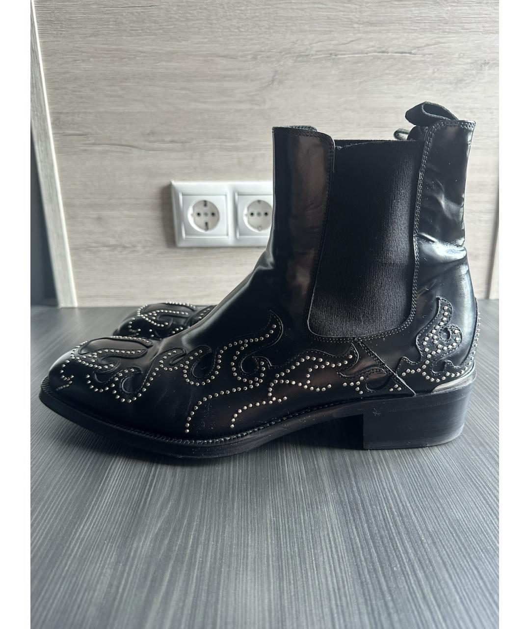 ALEXANDER MCQUEEN Черные кожаные высокие ботинки, фото 2