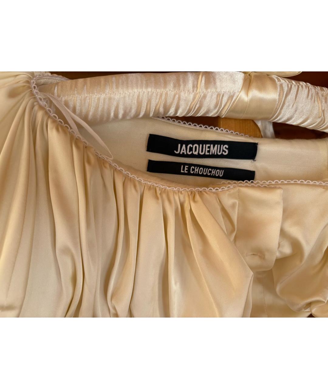 JACQUEMUS Белые атласные шорты, фото 4