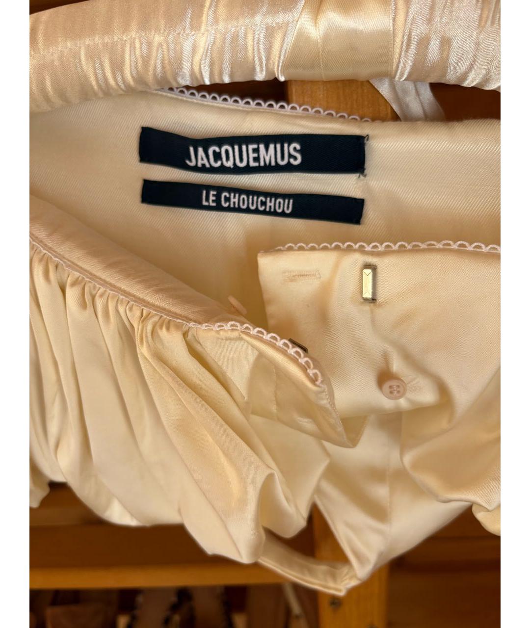 JACQUEMUS Белые атласные шорты, фото 3
