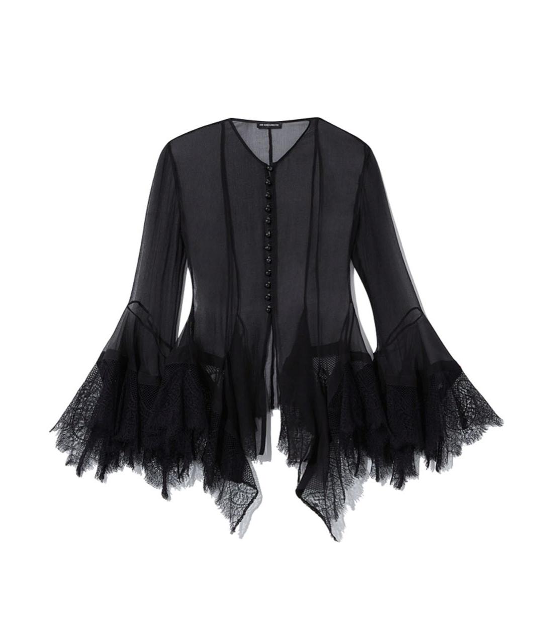 ANN DEMEULEMEESTER Черная шелковая блузы, фото 1