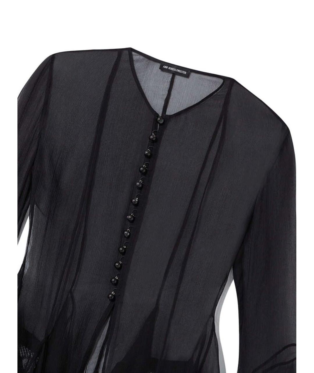 ANN DEMEULEMEESTER Черная шелковая блузы, фото 4