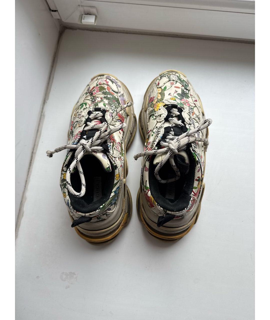 BALENCIAGA Бежевые кожаные кроссовки, фото 3