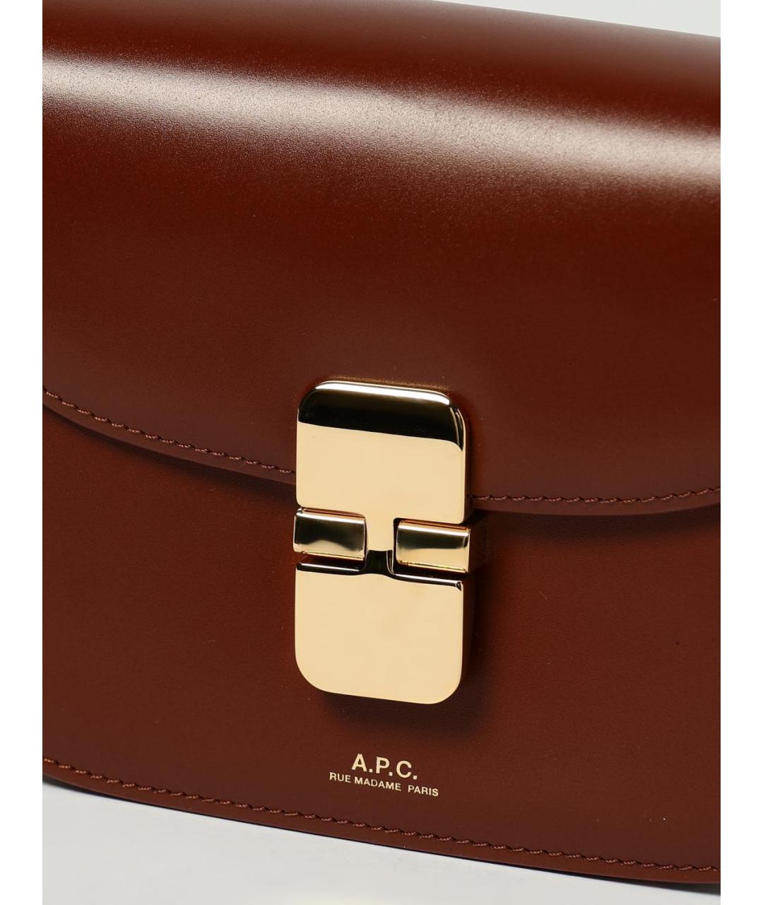 A.P.C. Коричневая кожаная сумка через плечо, фото 3