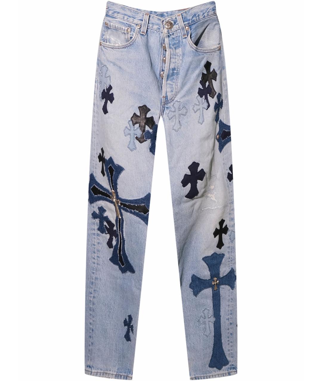 CHROME HEARTS Голубые хлопковые прямые джинсы, фото 1