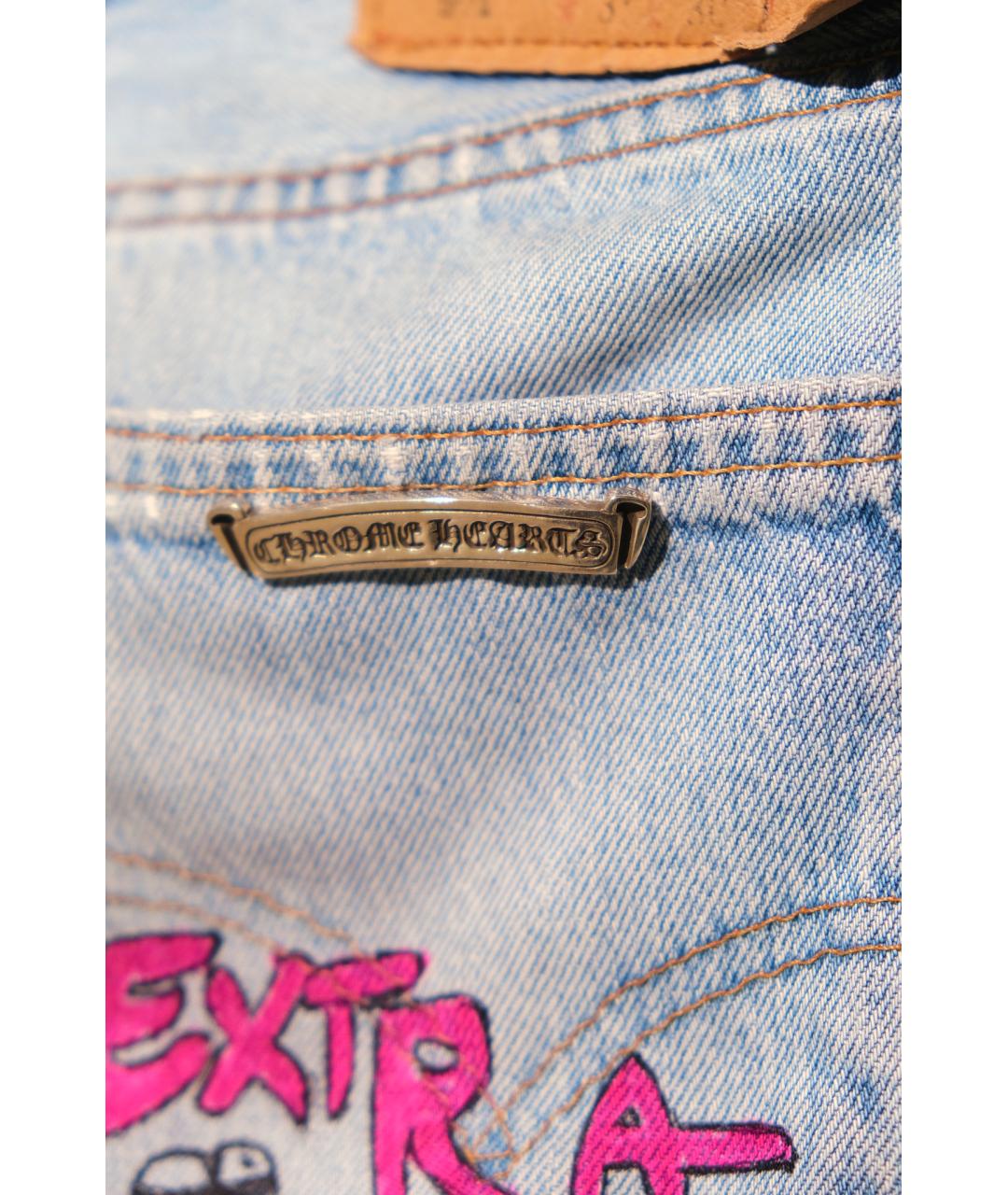 CHROME HEARTS Голубые хлопковые прямые джинсы, фото 3