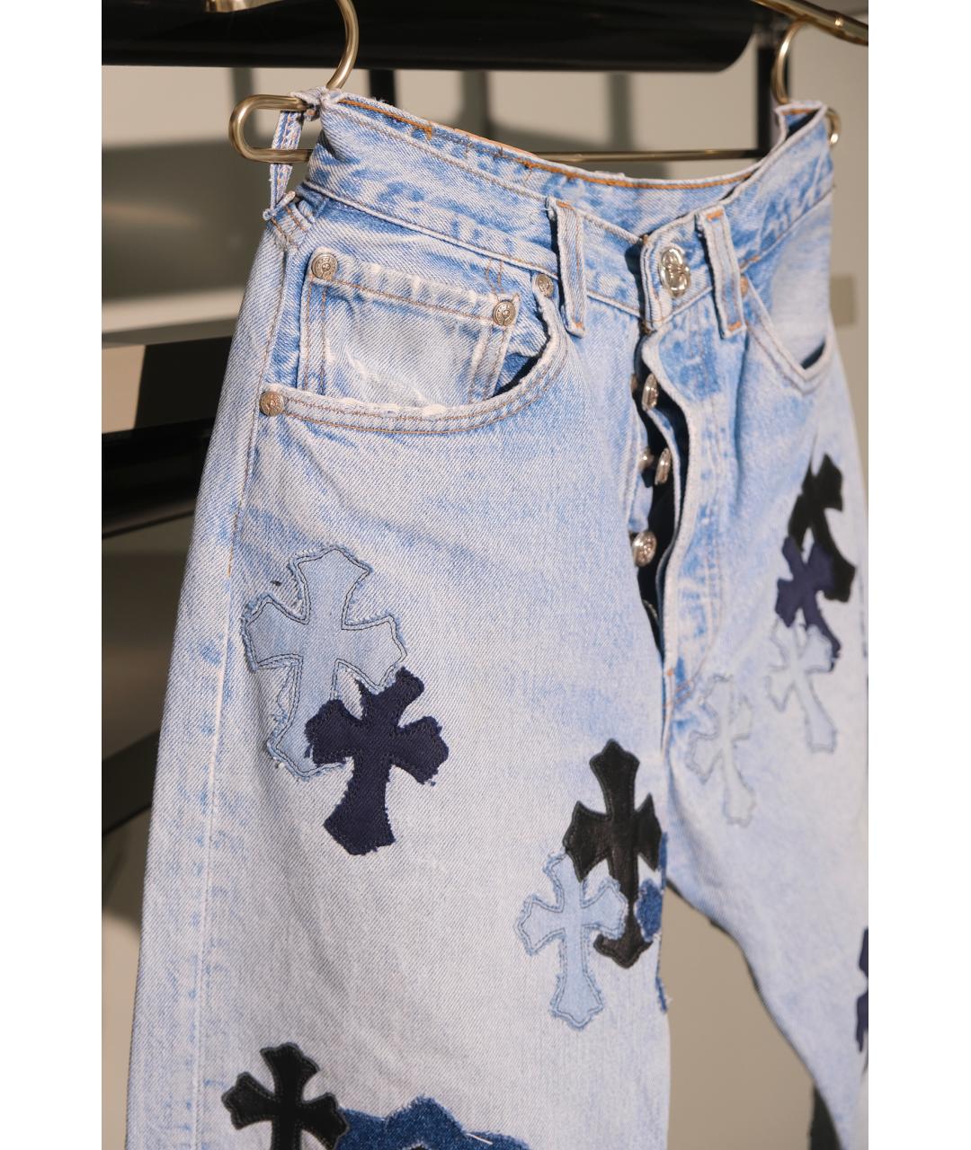 CHROME HEARTS Голубые хлопковые прямые джинсы, фото 4