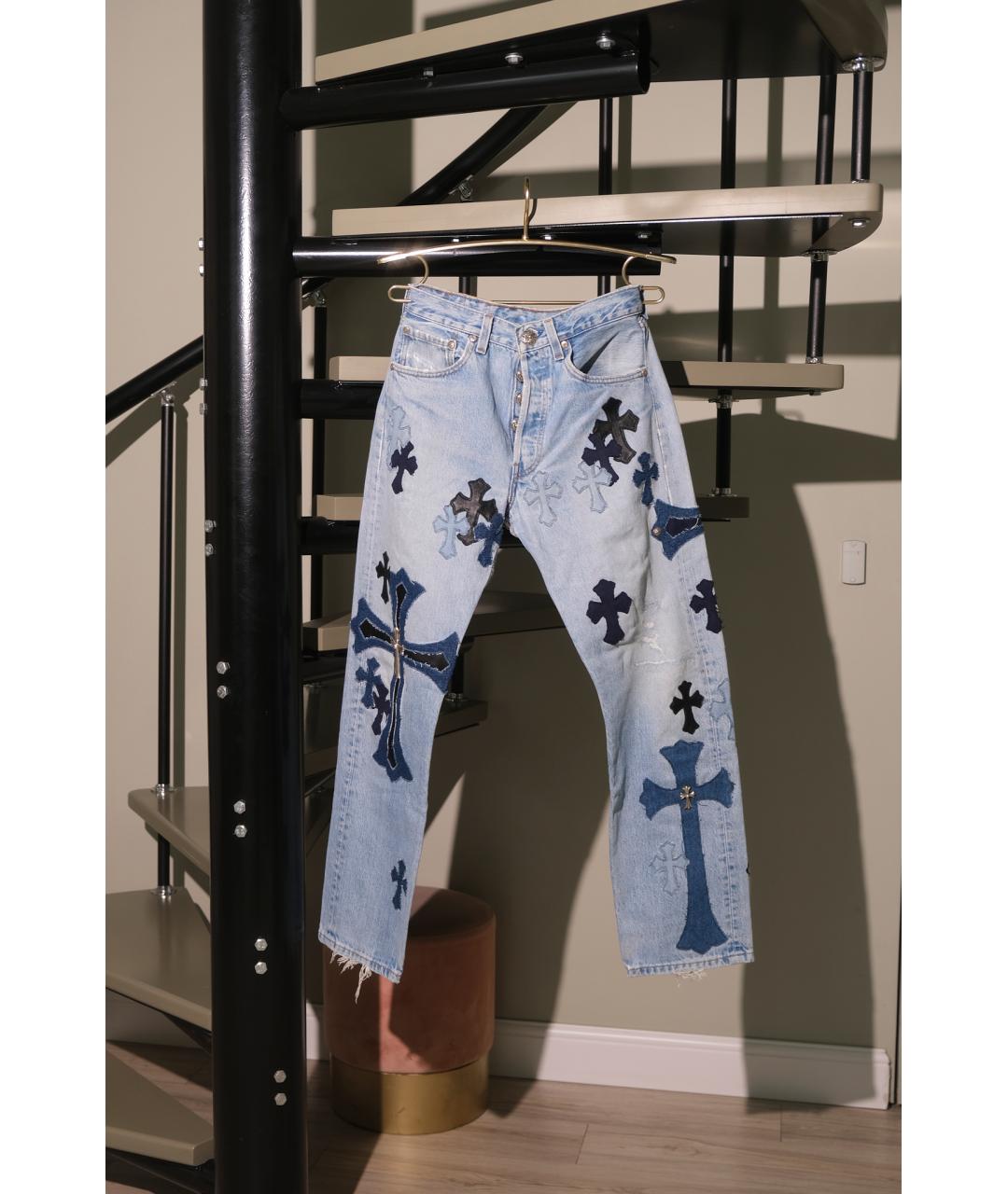 CHROME HEARTS Голубые хлопковые прямые джинсы, фото 10