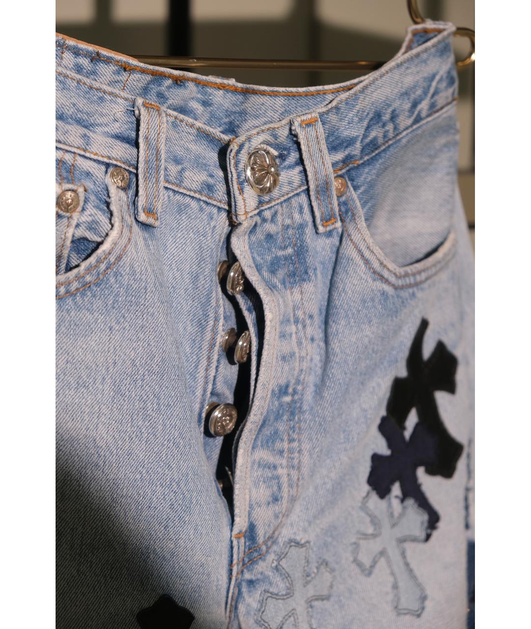CHROME HEARTS Голубые хлопковые прямые джинсы, фото 5