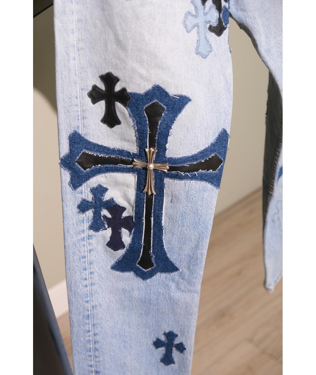 CHROME HEARTS Голубые хлопковые прямые джинсы, фото 8