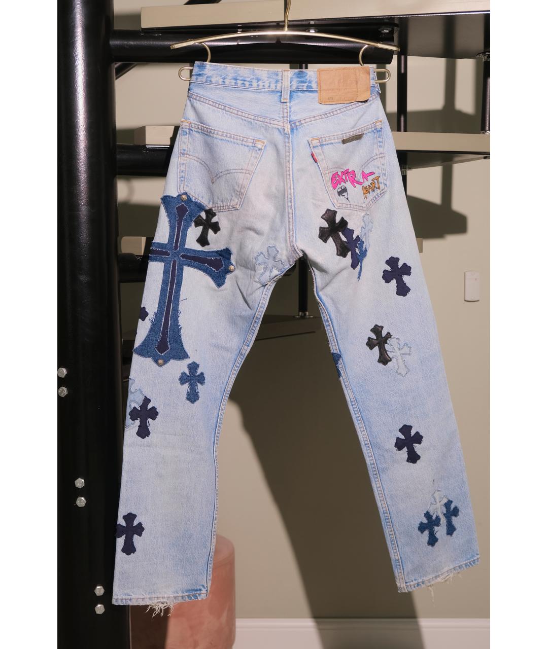 CHROME HEARTS Голубые хлопковые прямые джинсы, фото 2
