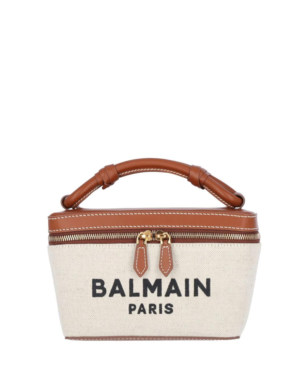BALMAIN Коричневая хлопковая сумка с короткими ручками, фото 1