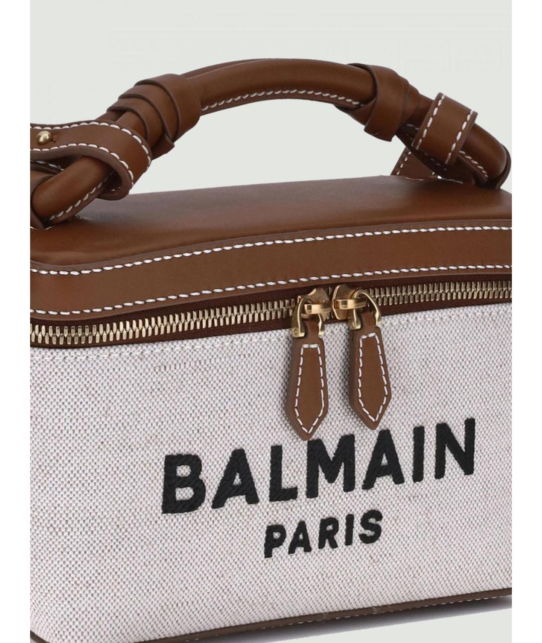 BALMAIN Коричневая хлопковая сумка с короткими ручками, фото 3
