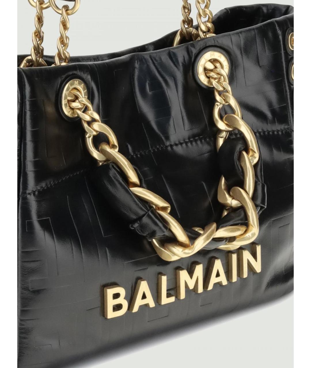 BALMAIN Черная кожаная сумка тоут, фото 3