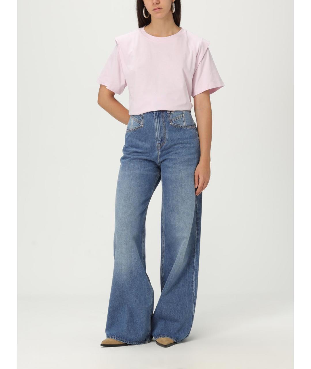 ISABEL MARANT ETOILE Розовая хлопковая футболка, фото 3
