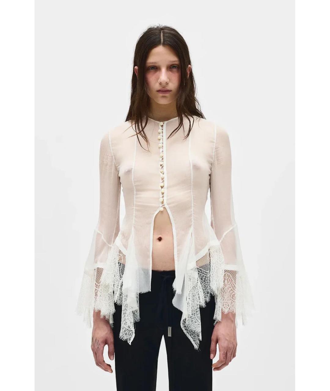 ANN DEMEULEMEESTER Белая шелковая блузы, фото 5