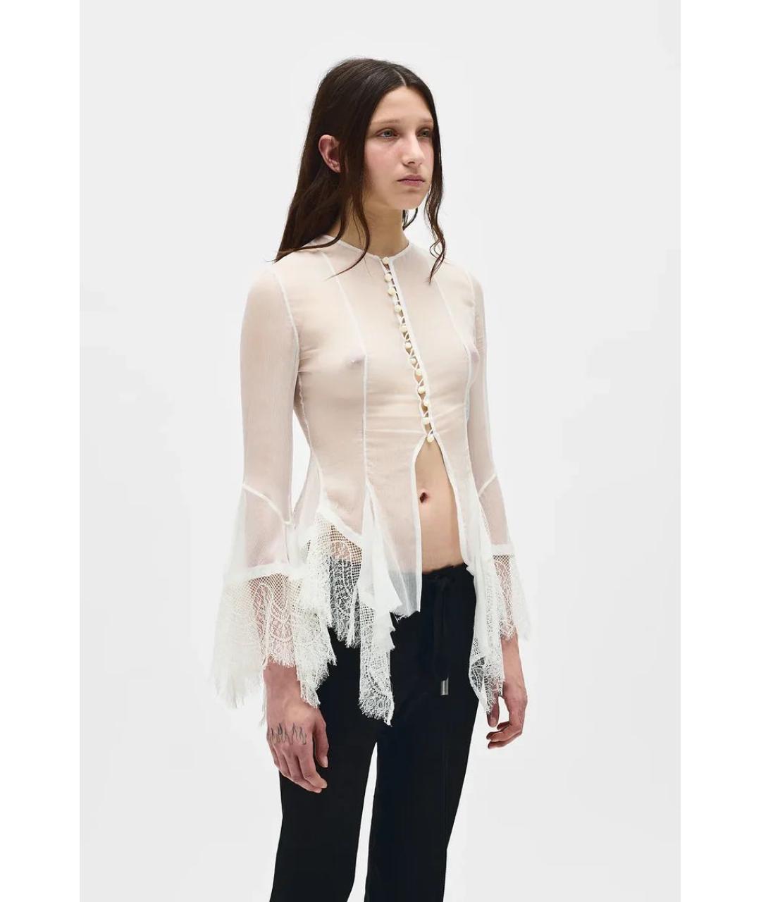ANN DEMEULEMEESTER Белая шелковая блузы, фото 2