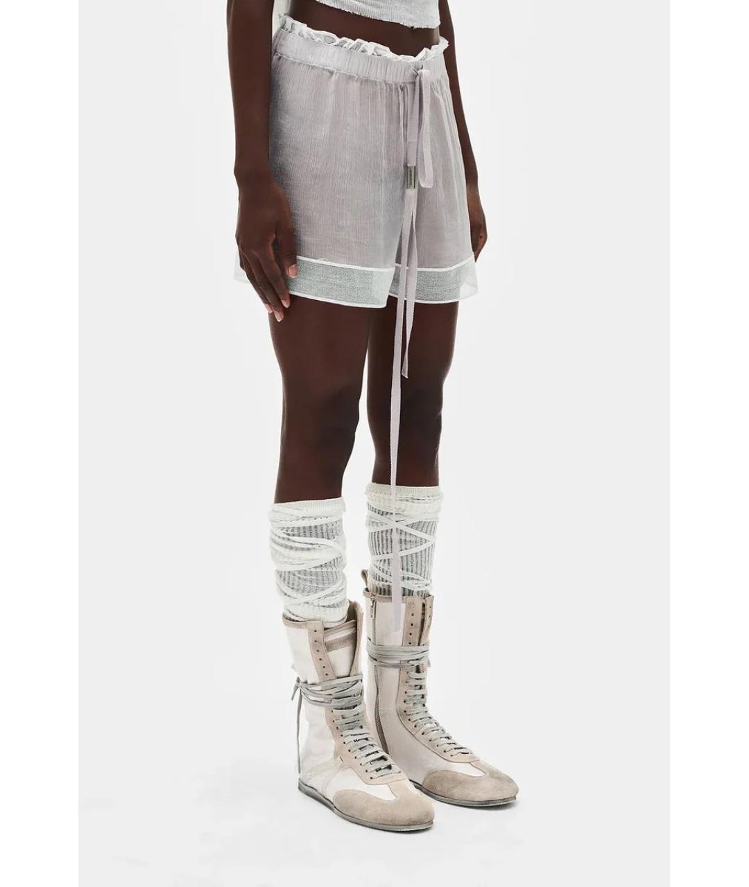 ANN DEMEULEMEESTER Белые шелковые шорты, фото 3