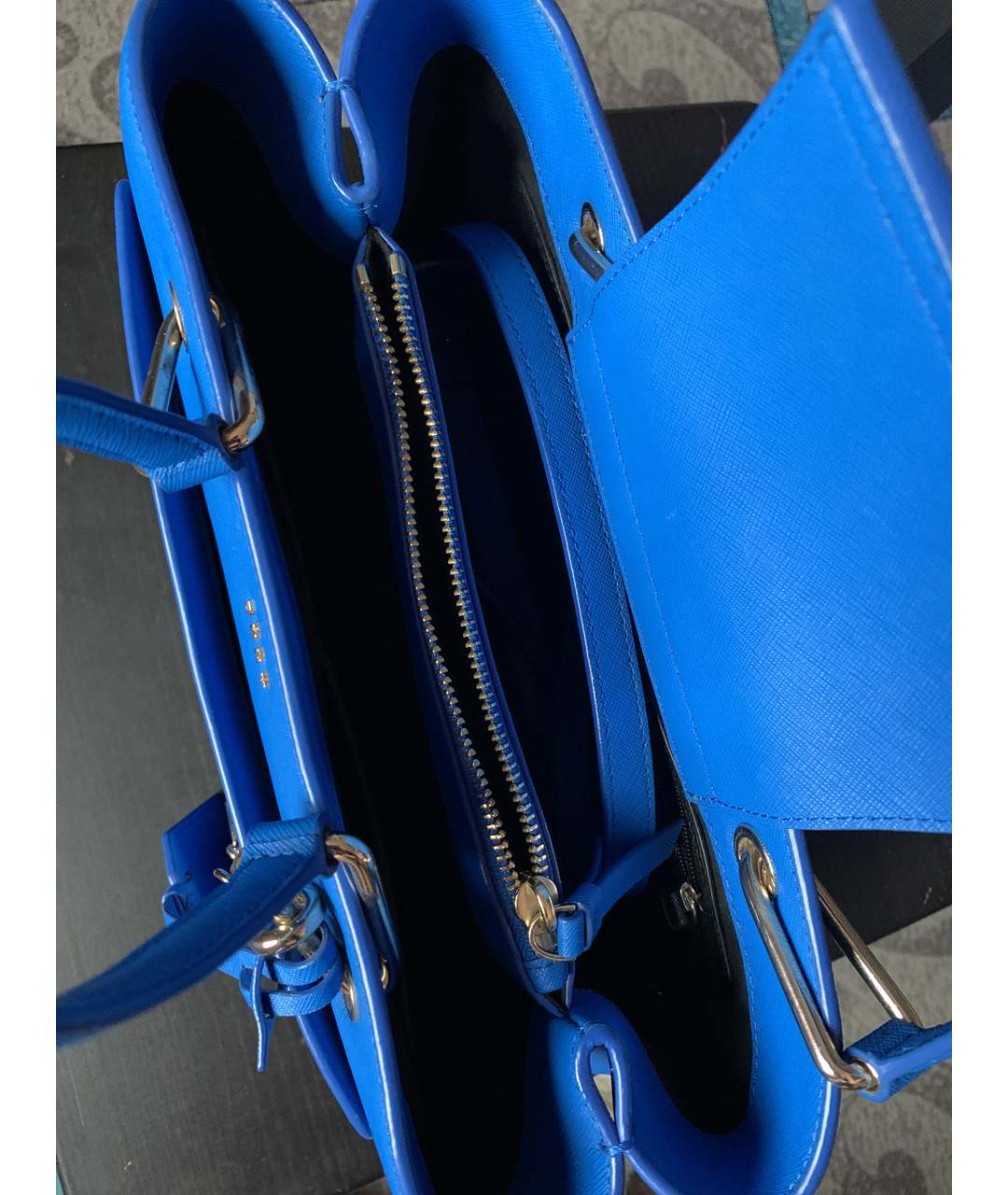 DKNY Синяя кожаная сумка тоут, фото 4