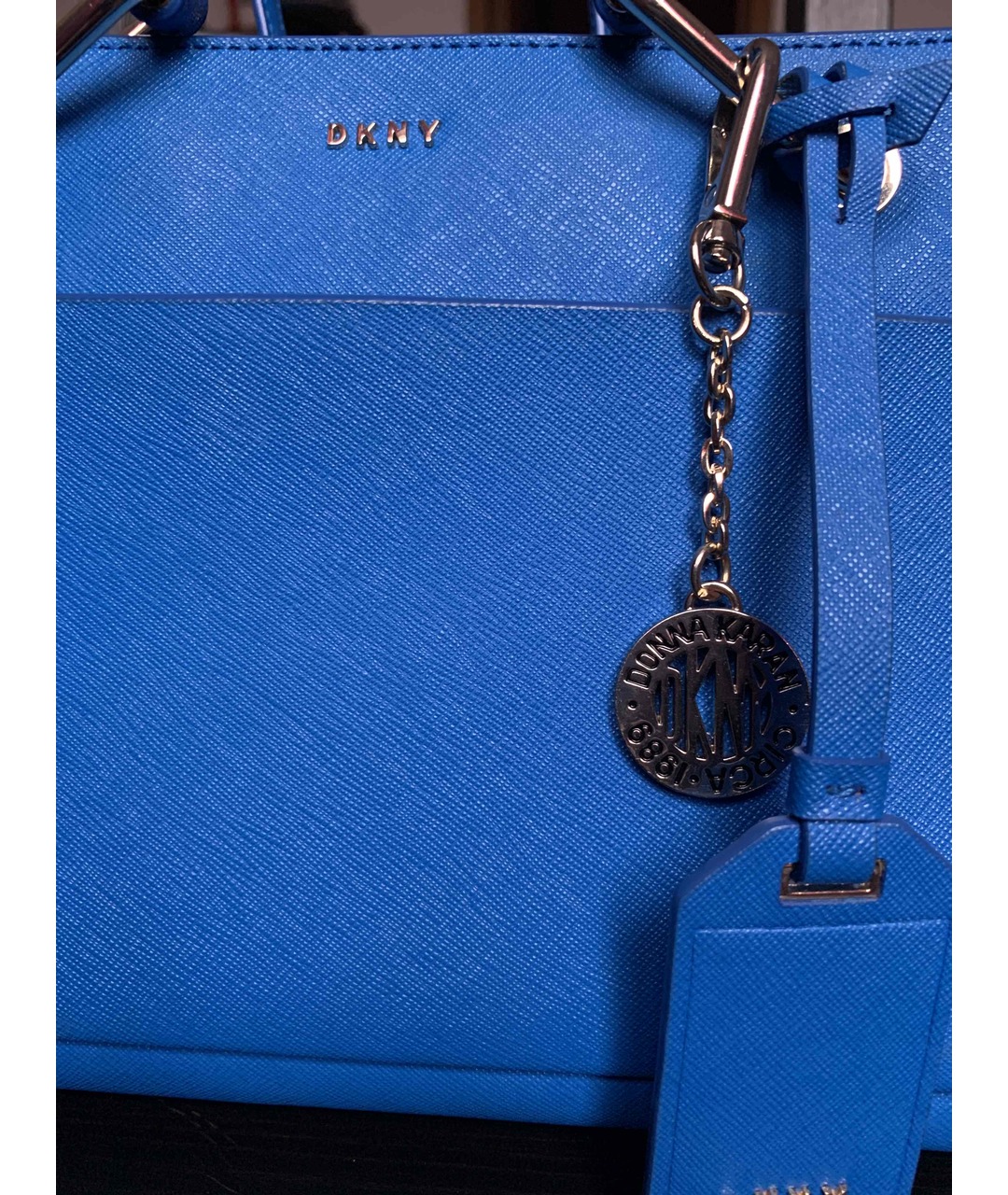 DKNY Синяя кожаная сумка тоут, фото 5