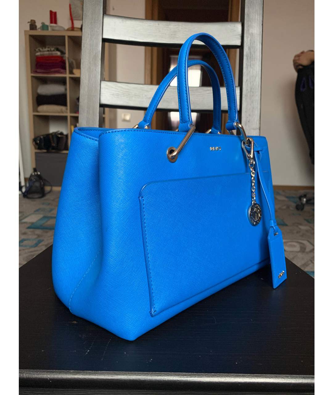 DKNY Синяя кожаная сумка тоут, фото 2