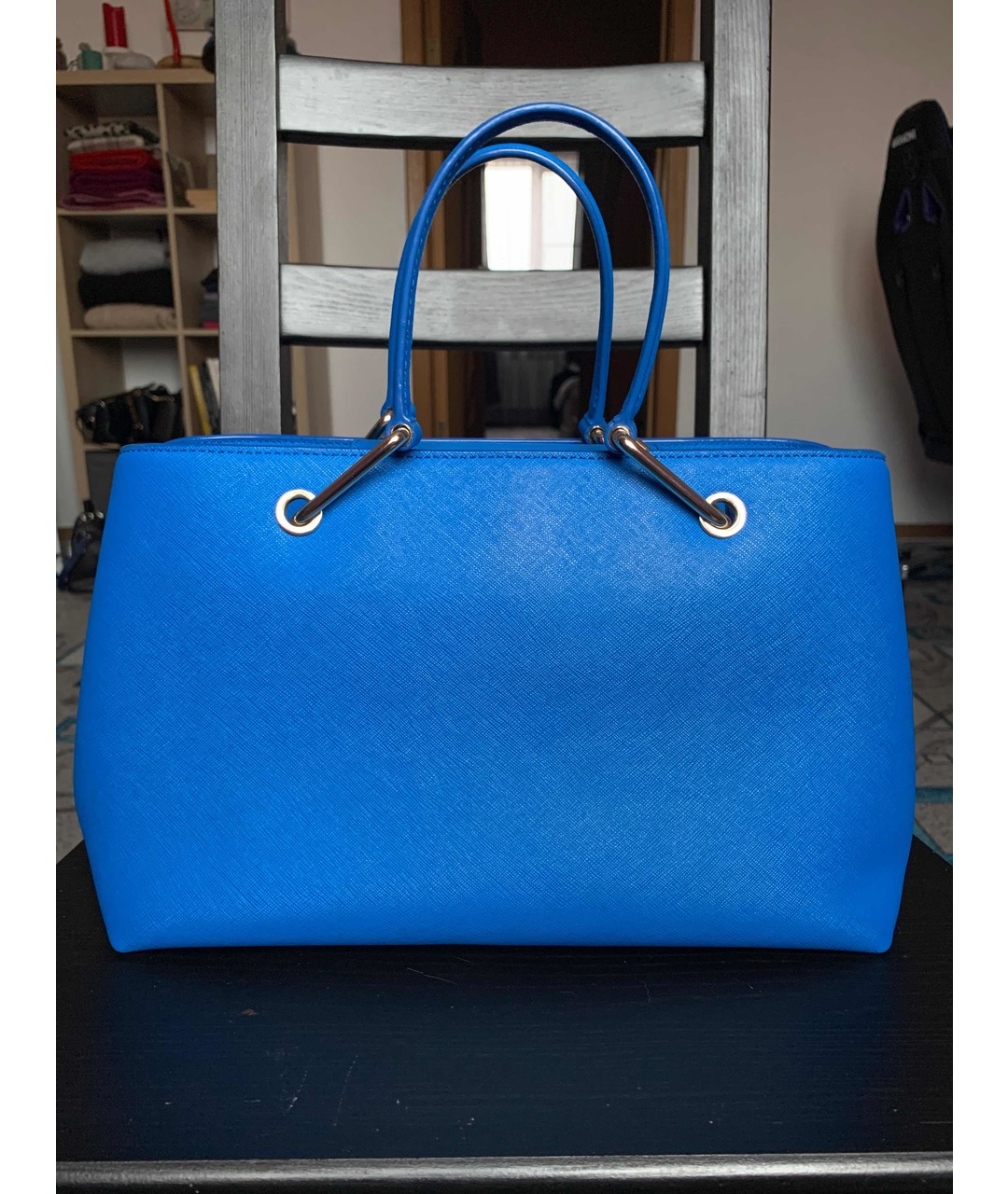 DKNY Синяя кожаная сумка тоут, фото 3