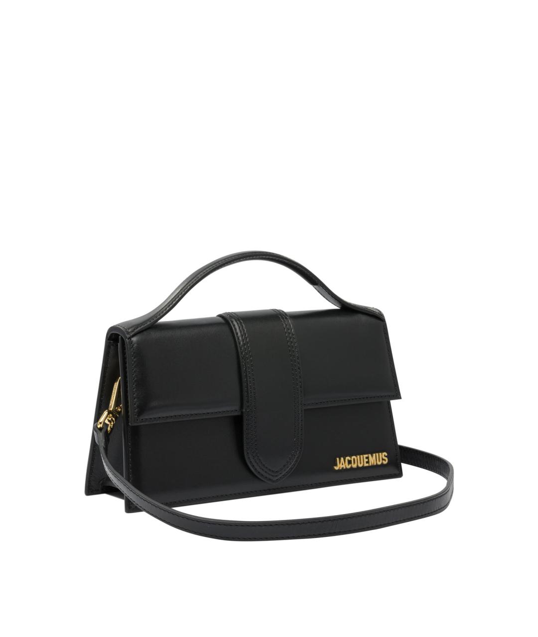 JACQUEMUS Черная кожаная сумка с короткими ручками, фото 2