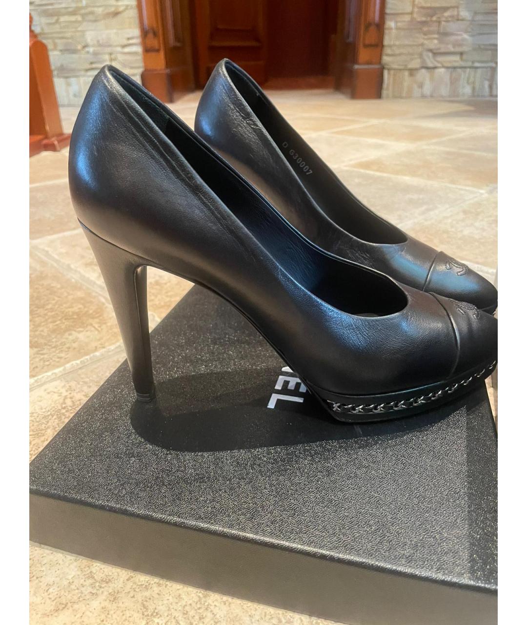 CHANEL Черные кожаные туфли, фото 4