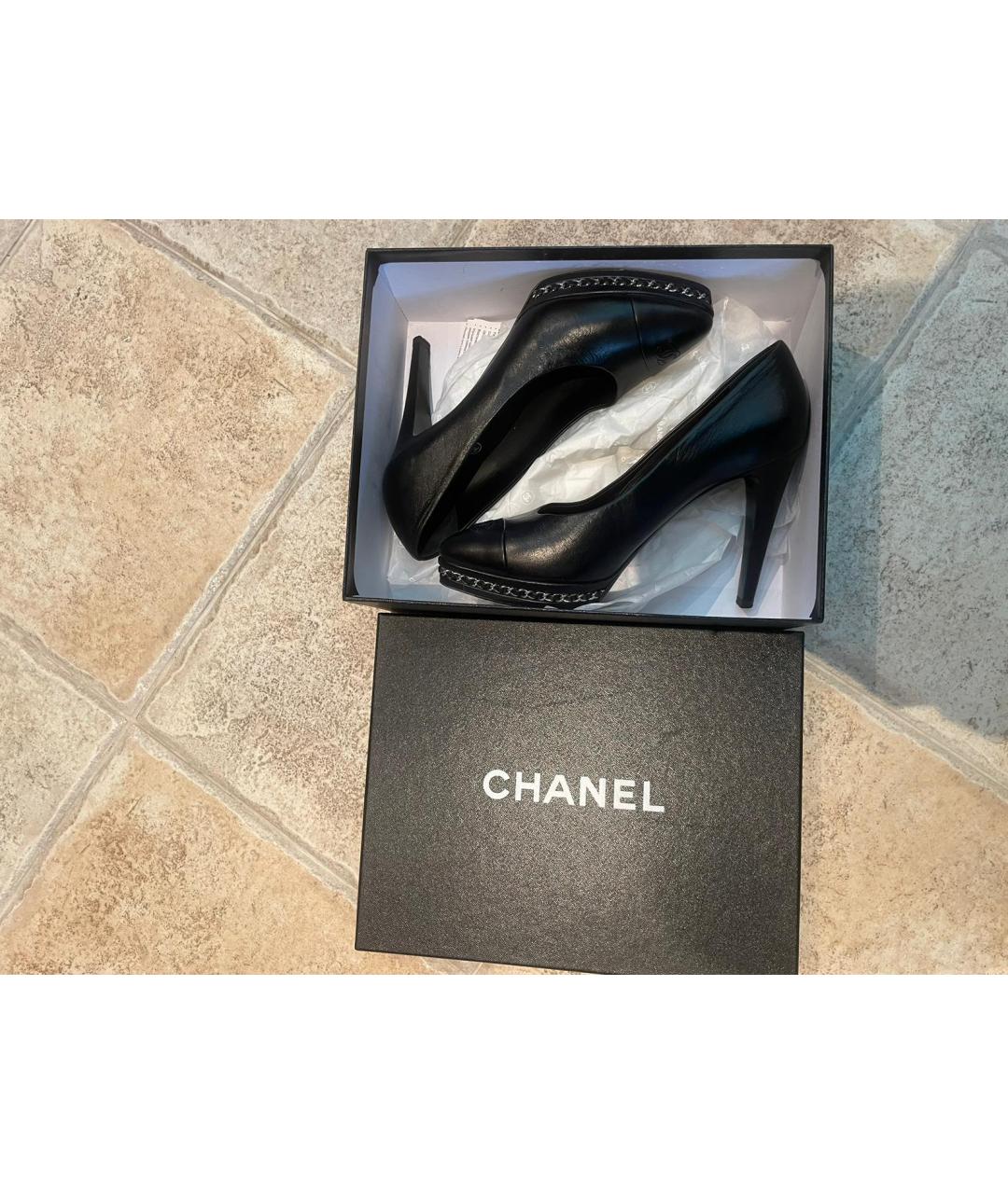 CHANEL Черные кожаные туфли, фото 3