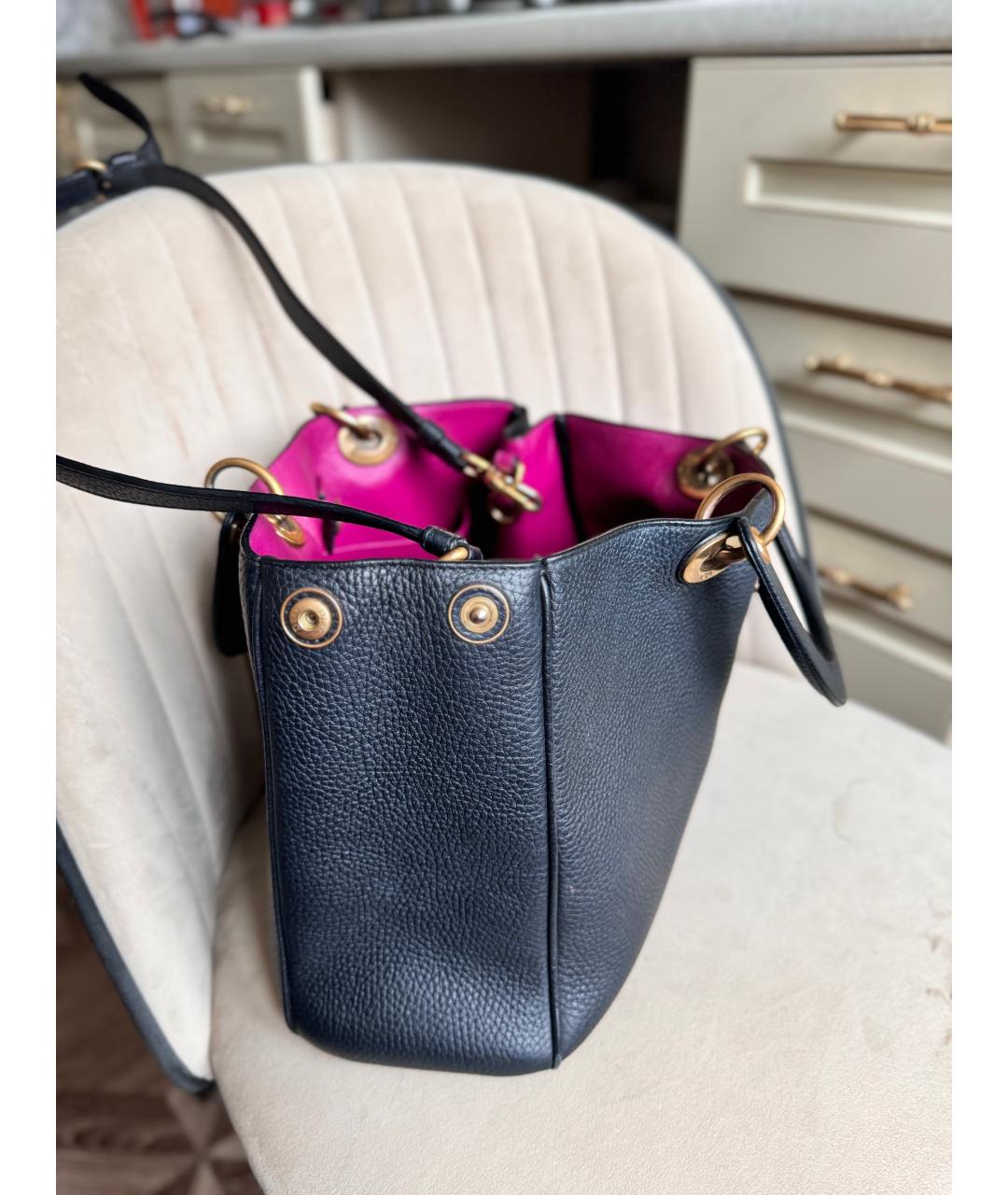CHRISTIAN DIOR Черная кожаная сумка с короткими ручками, фото 5