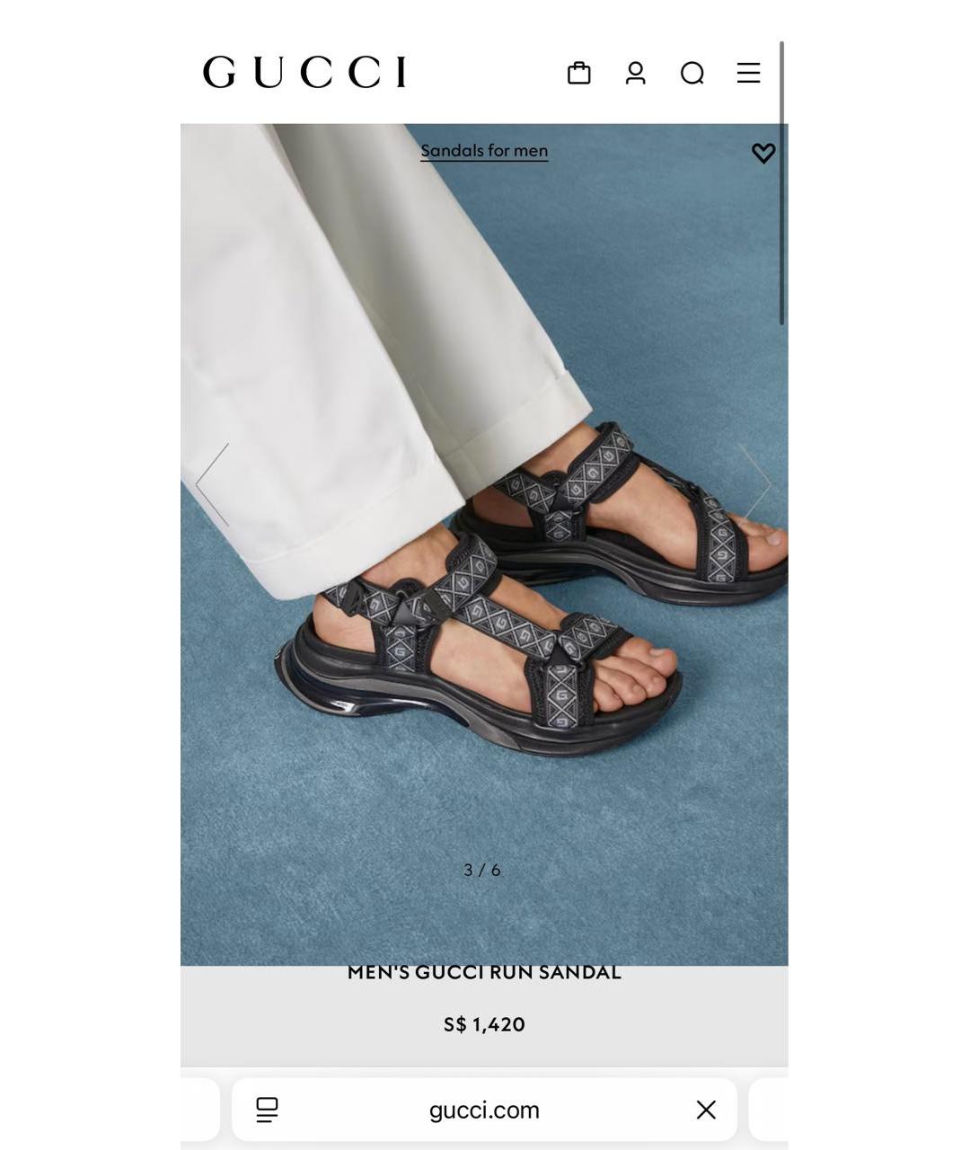 GUCCI Черные резиновые сандалии, фото 8