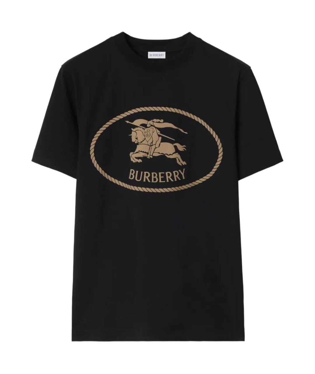 BURBERRY Черная хлопковая футболка, фото 1